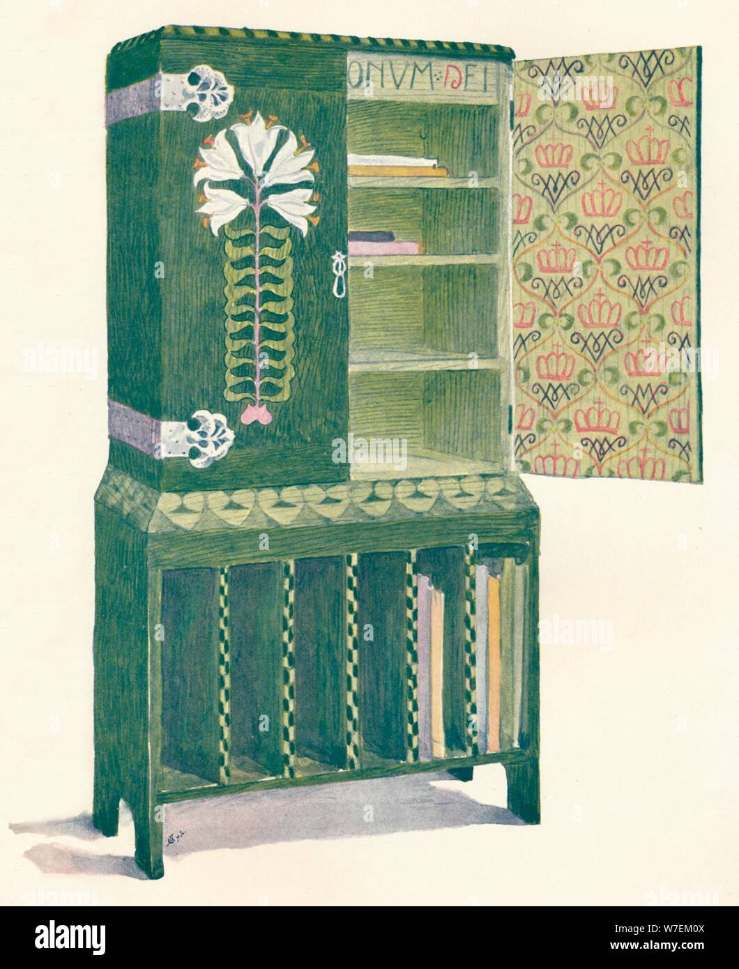 "Musik-Kabinett. Aus einer Skizze von M. H. Baillie Scott ", 19. Jahrhundert. Künstler: Mackay Hugh Baillie Scott. Stockfoto