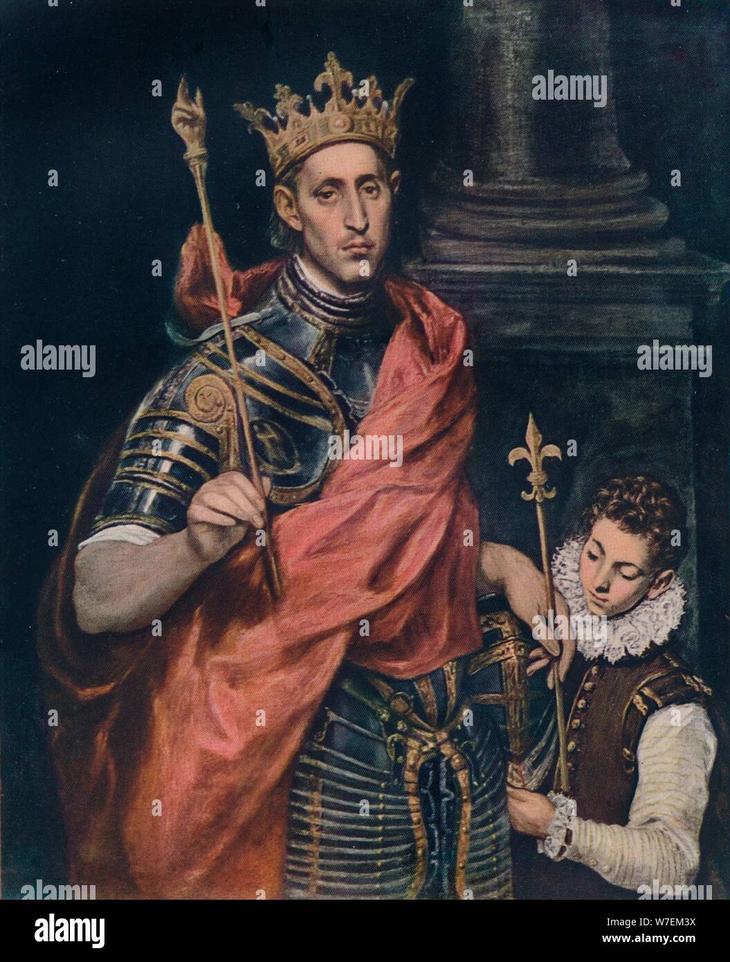 "St. Louis König von Frankreich mit einer Seite", c1590. Künstler: El Greco. Stockfoto