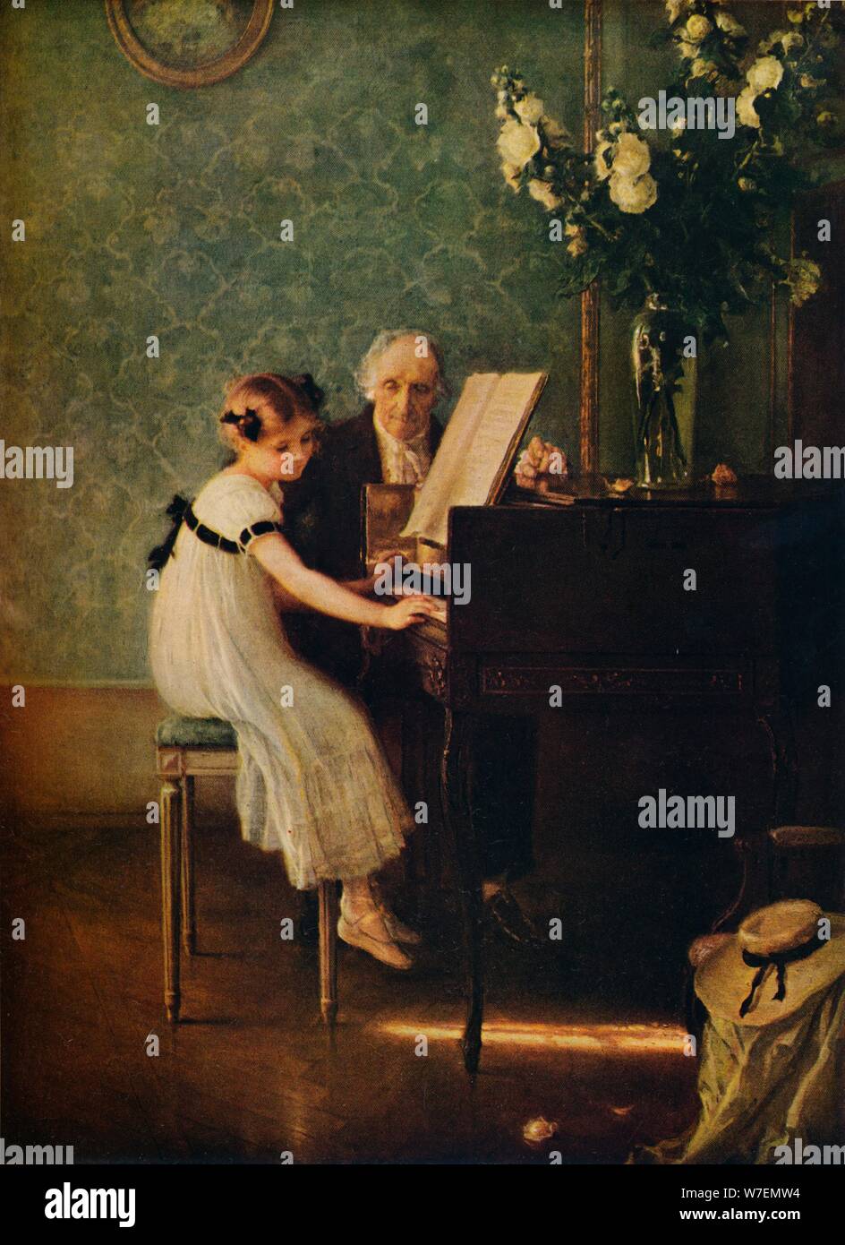 "Die Musikstunde", aus dem 18. Jahrhundert. Künstler: Jules-Alexis Muenier. Stockfoto