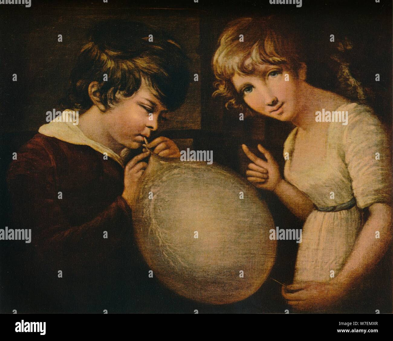 'Jungen und Mädchen mit einer Blase', c18th Jahrhundert. Künstler: William Tate. Stockfoto