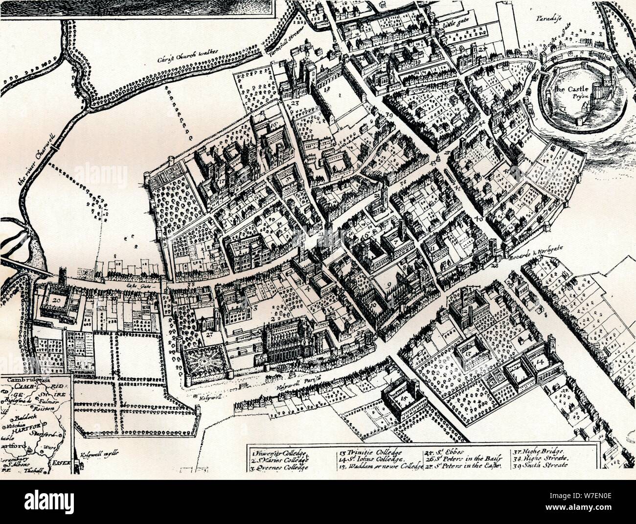 Hollars Plan von Oxford, c1643. Künstler: Wenzel Hollar. Stockfoto