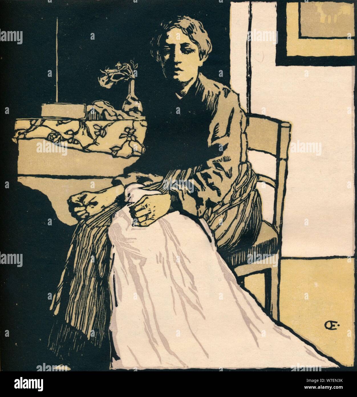 "Die Schneiderin", 1900. Künstler: Emil Orlik. Stockfoto