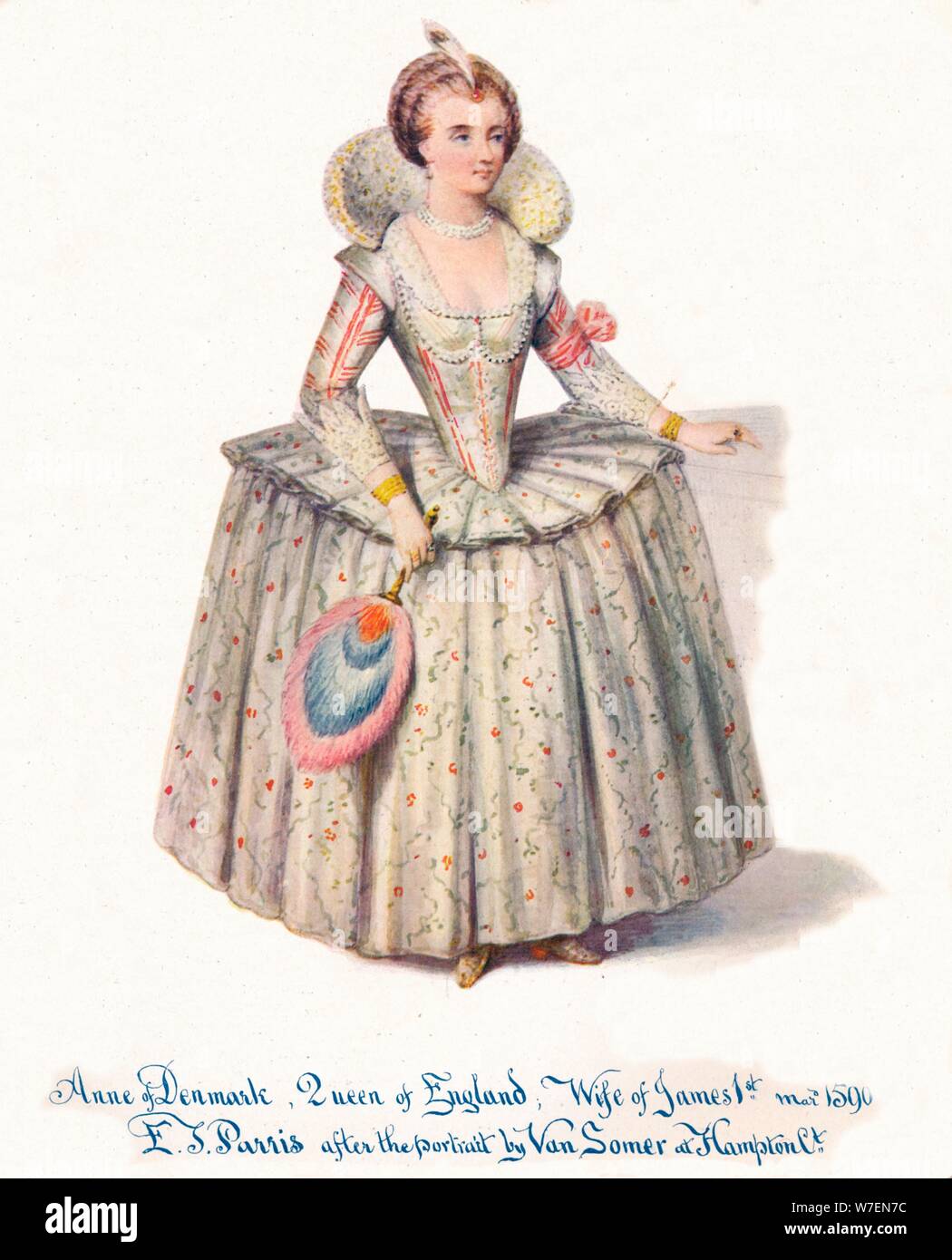 'Anna von Dänemark, Königin von England, Frau von James 1.', 19. Jahrhundert.  Künstler: Edmund Thomas Parris. Stockfoto