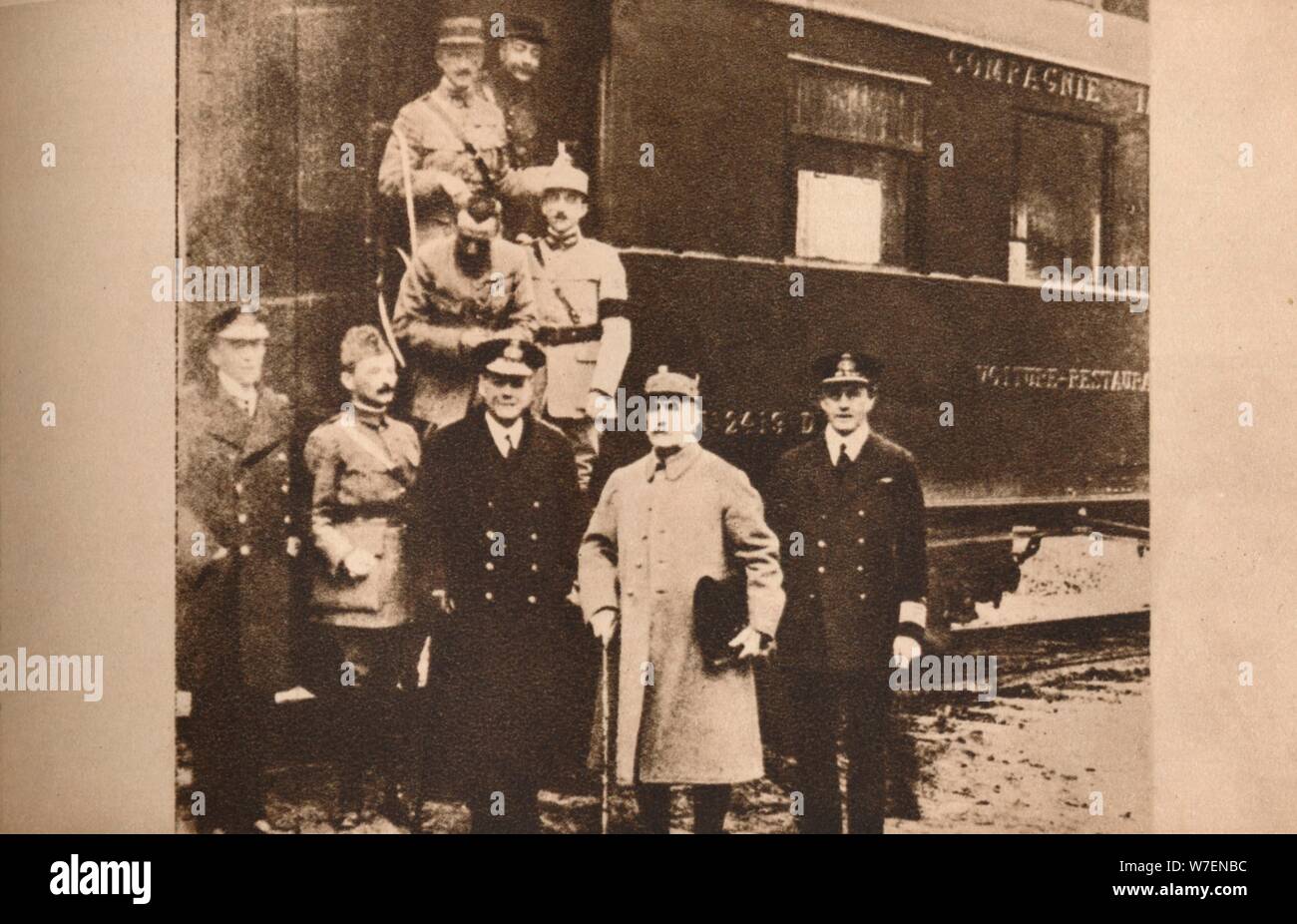 Unterzeichnung des Waffenstillstandes, dem ersten Weltkrieg, 11. November 1918 (1935) zu beenden. Künstler: unbekannt. Stockfoto