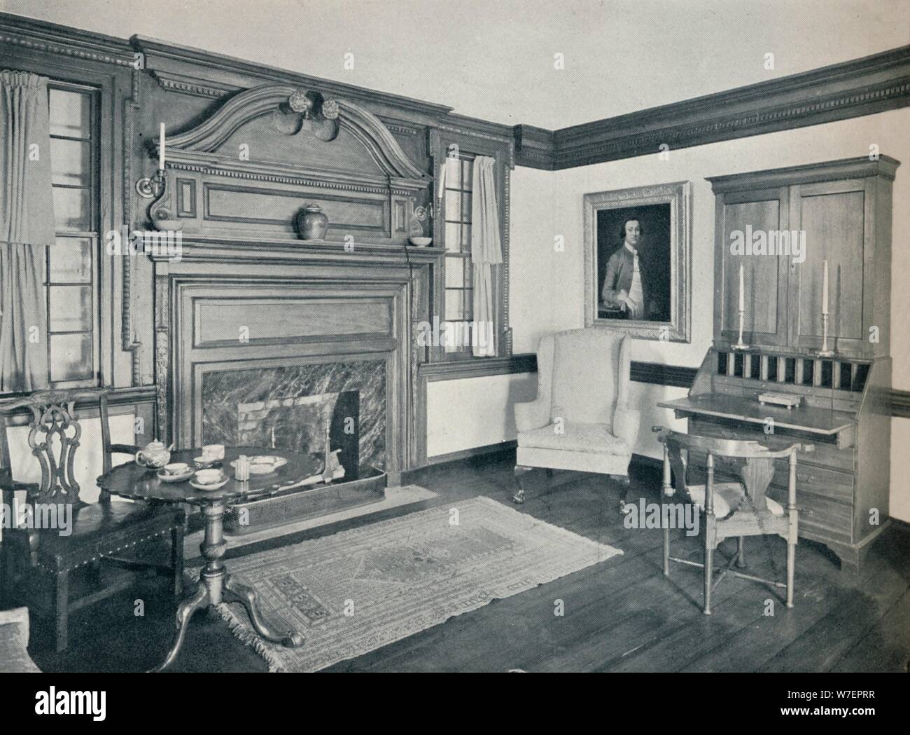 "Das Wohnzimmer von Francis Corbin House, bei Edenton, gebaut im Jahre 1758", 1930. Künstler: unbekannt. Stockfoto