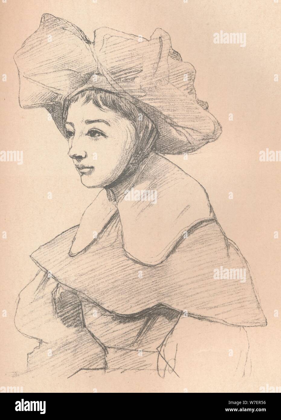 "Portrait einer jungen Frau in einem großen Hut, mein Hagar", c1830. Künstler: Jean-Baptiste-Camille Corot. Stockfoto