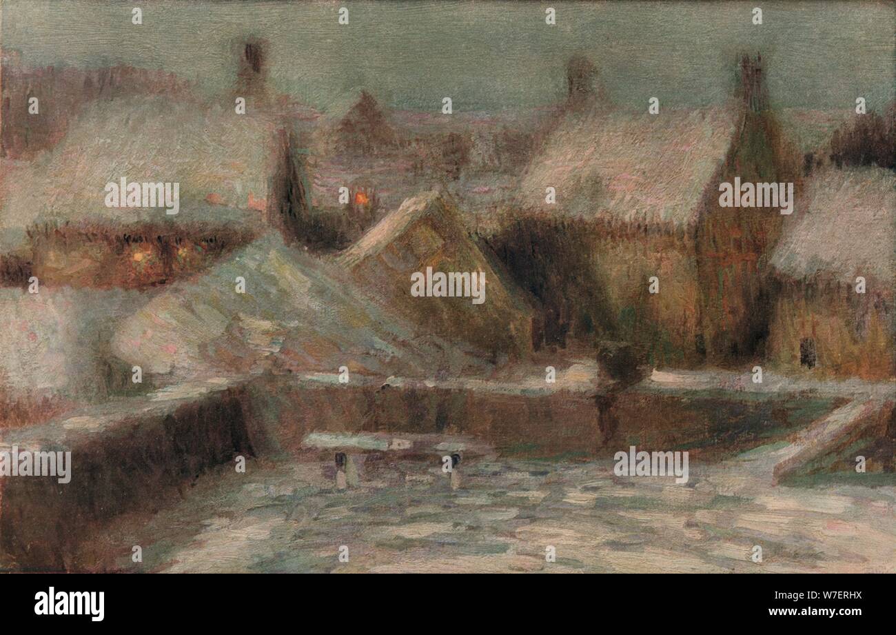 "Schnee-Szene Abend", c1901. Künstler: Henri Eugène Le Sidaner. Stockfoto