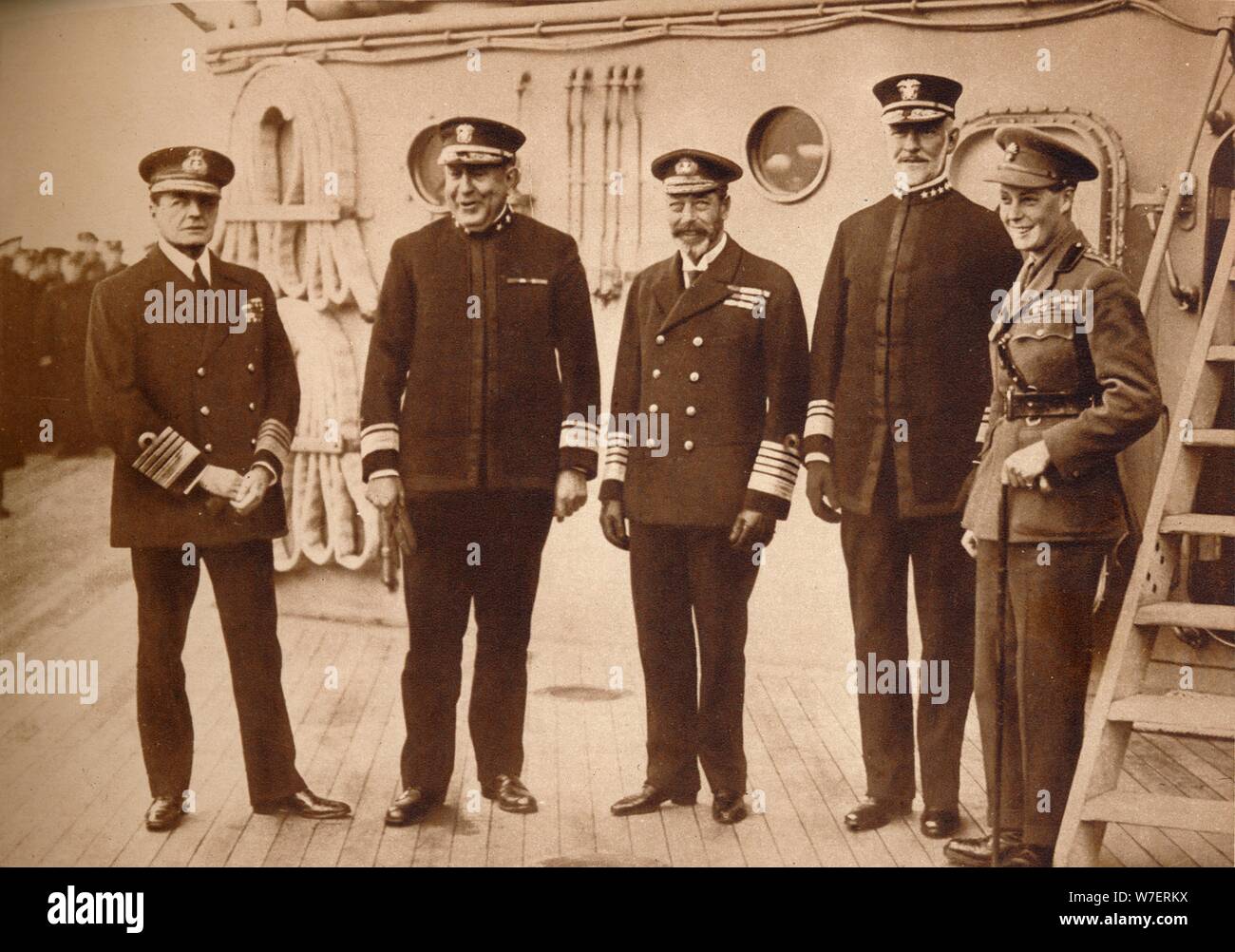 Amerikanischen Admirale flott mit dem König, 1918 (1935). Künstler: unbekannt. Stockfoto