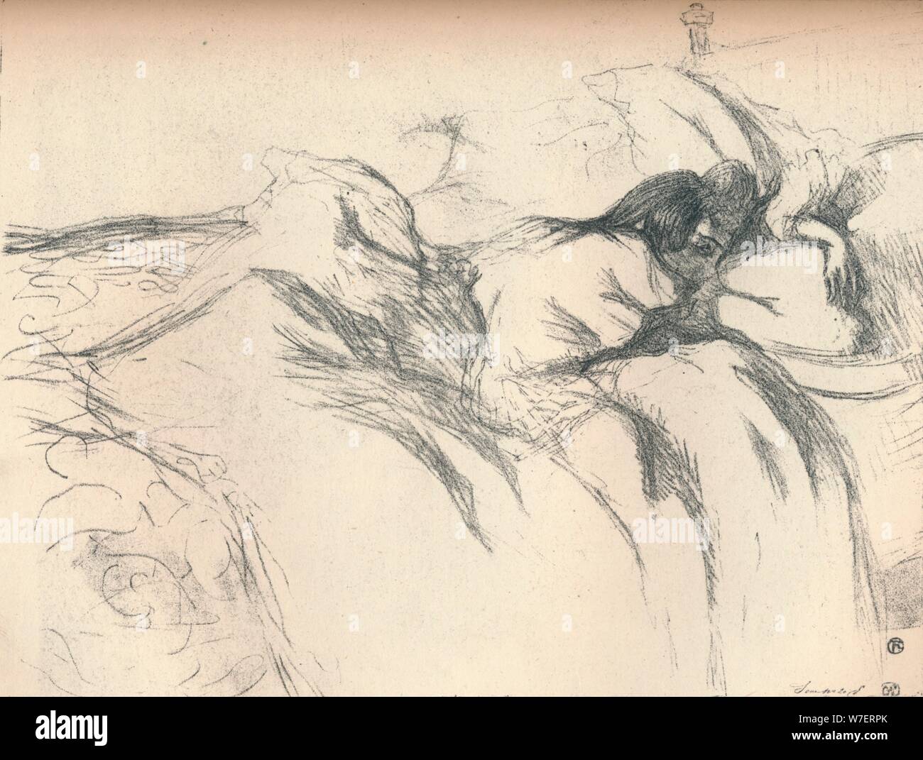 "Frau Waking Up im Bett", 1896. Künstler: Henri de Toulouse-Lautrec. Stockfoto