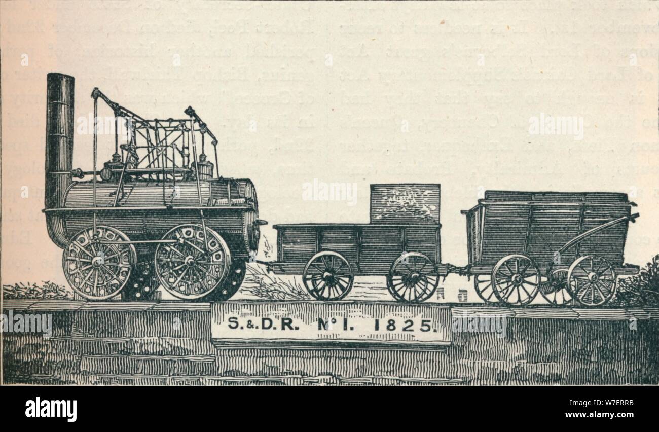 Fortbewegungsmittel Nr. 1, gebaut für die Stockton & Darlington Railway 1825 (1906). Künstler: unbekannt. Stockfoto