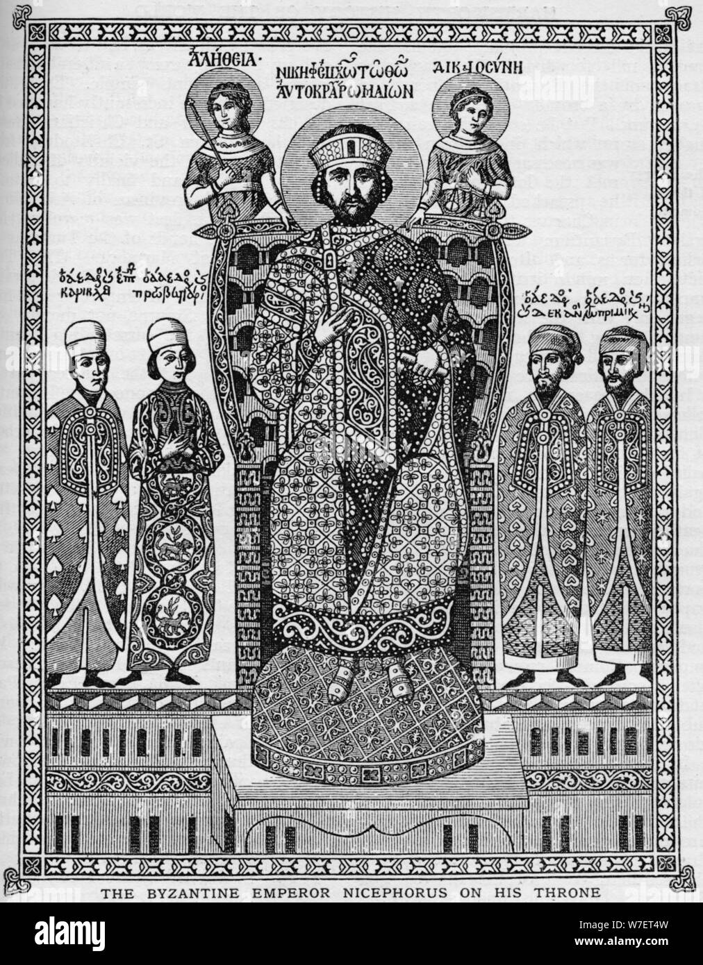 Der byzantinische Kaiser Nicephorus auf seinem Thron, 11. Jahrhundert (1908). Künstler: unbekannt. Stockfoto