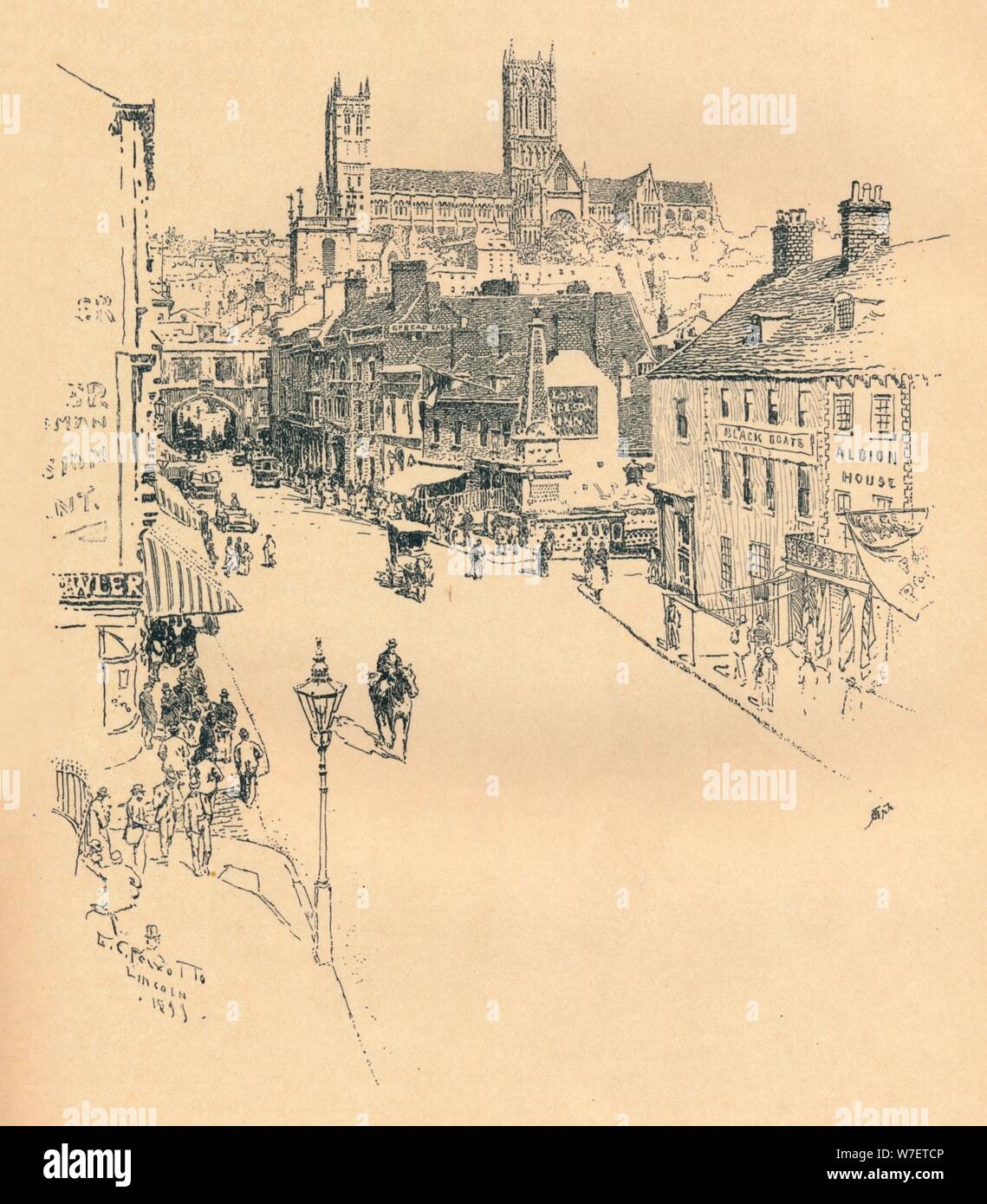 "High Street, Lincoln", 1899. Künstler: Ernest Clifford Peixotto. Stockfoto