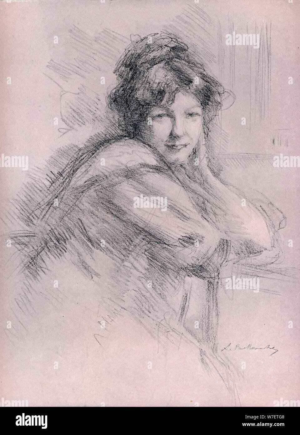 "Lithographie Portrait of a Woman", c1905. Künstler: Albert de Belleroche. Stockfoto