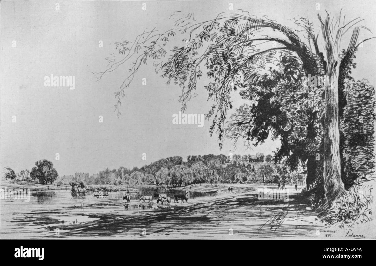 "Ansicht von Richmond von der Themse", 1871. Künstler: Maxime Lalanne. Stockfoto
