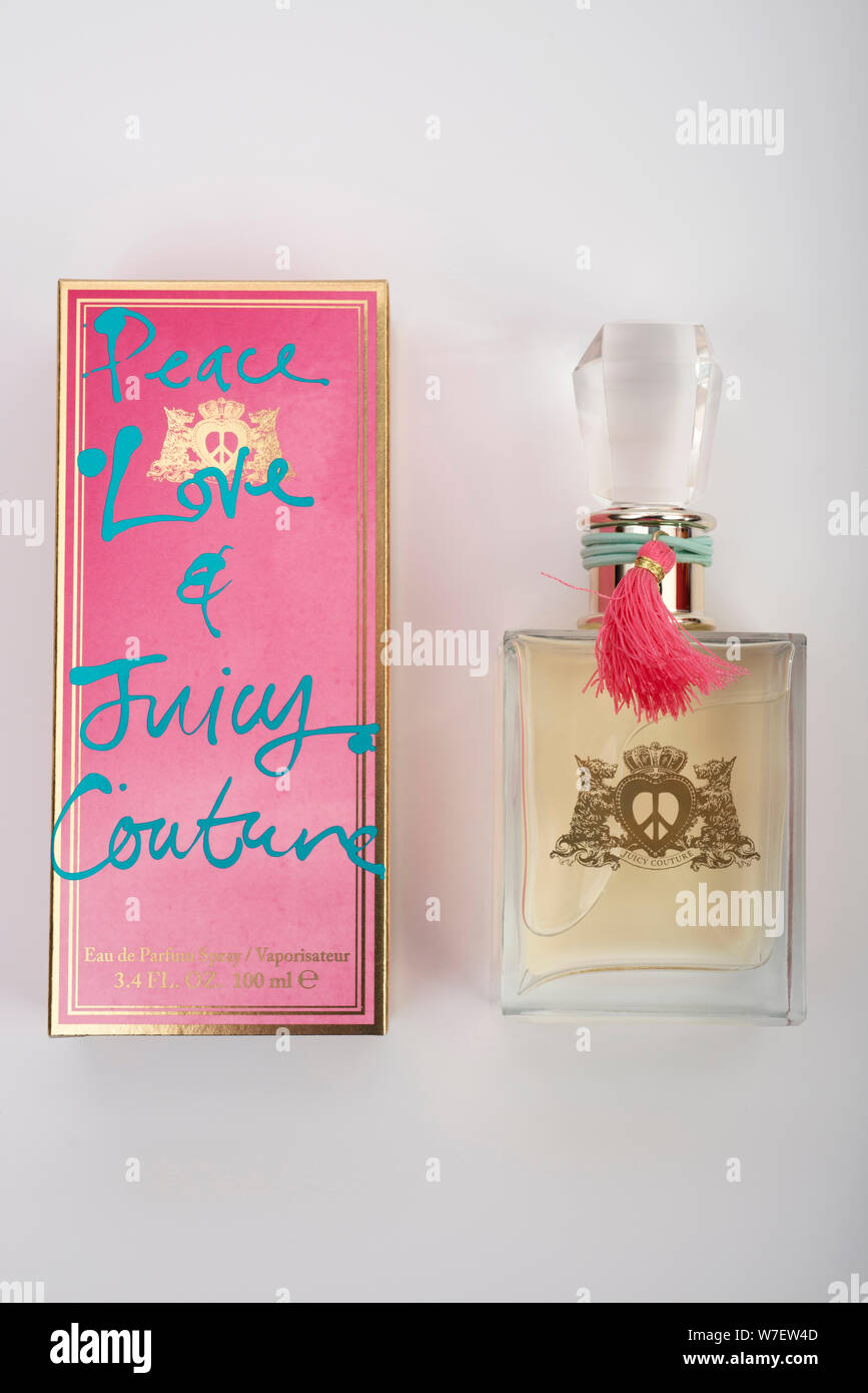 Den Frieden lieben und Juicy Couture Stockfoto