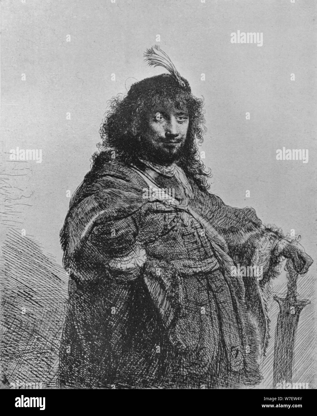 "Rembrandt mit dem Säbel", 1634. Künstler: Rembrandt Harmensz van Rijn. Stockfoto