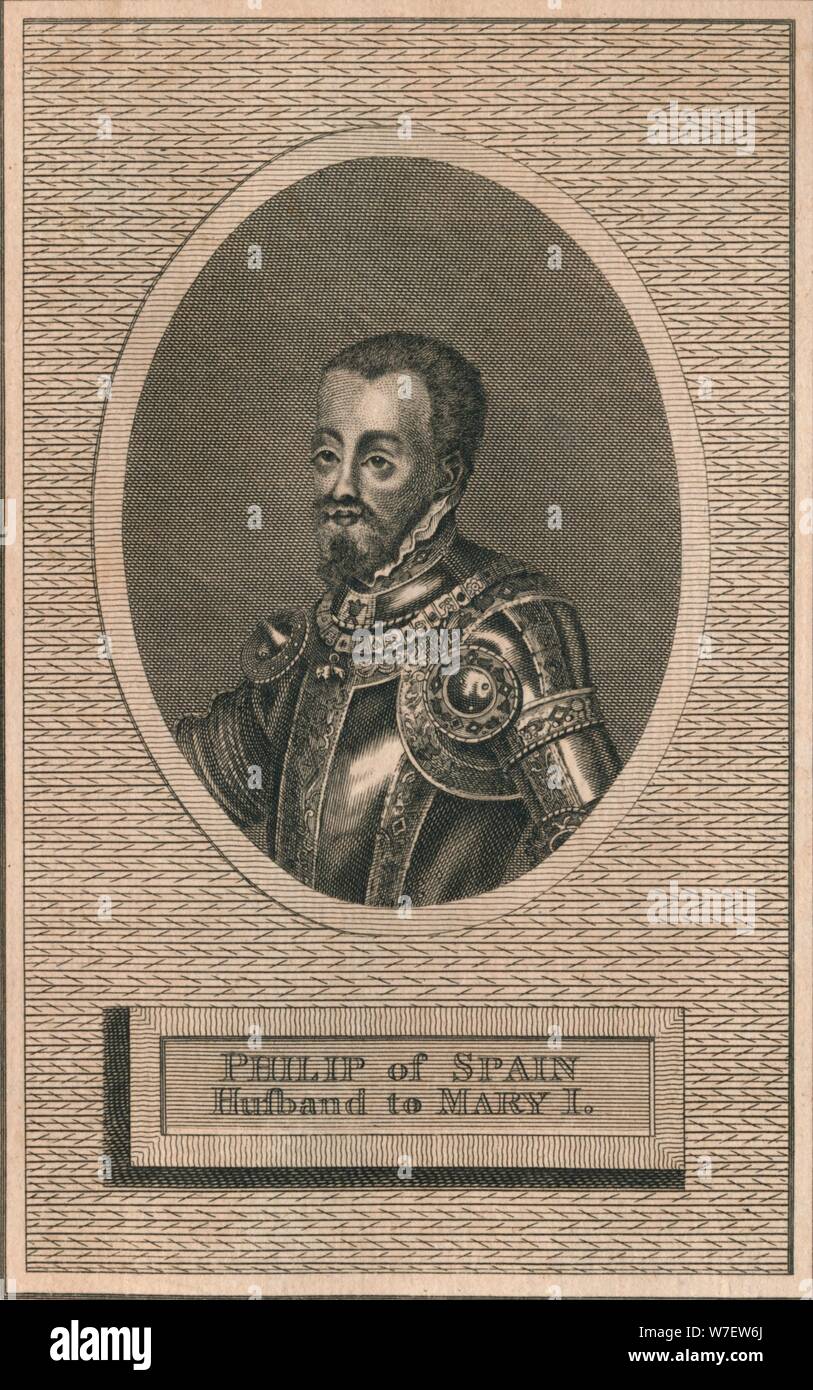 König Philipp II. von Spanien, Ehemann, Queen Mary I, 1793. Künstler: unbekannt. Stockfoto