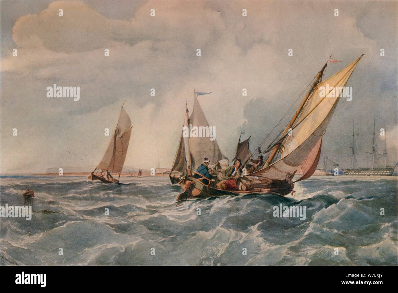 "Die Fischerei Smack', 1835. Künstler: George Chambers. Stockfoto