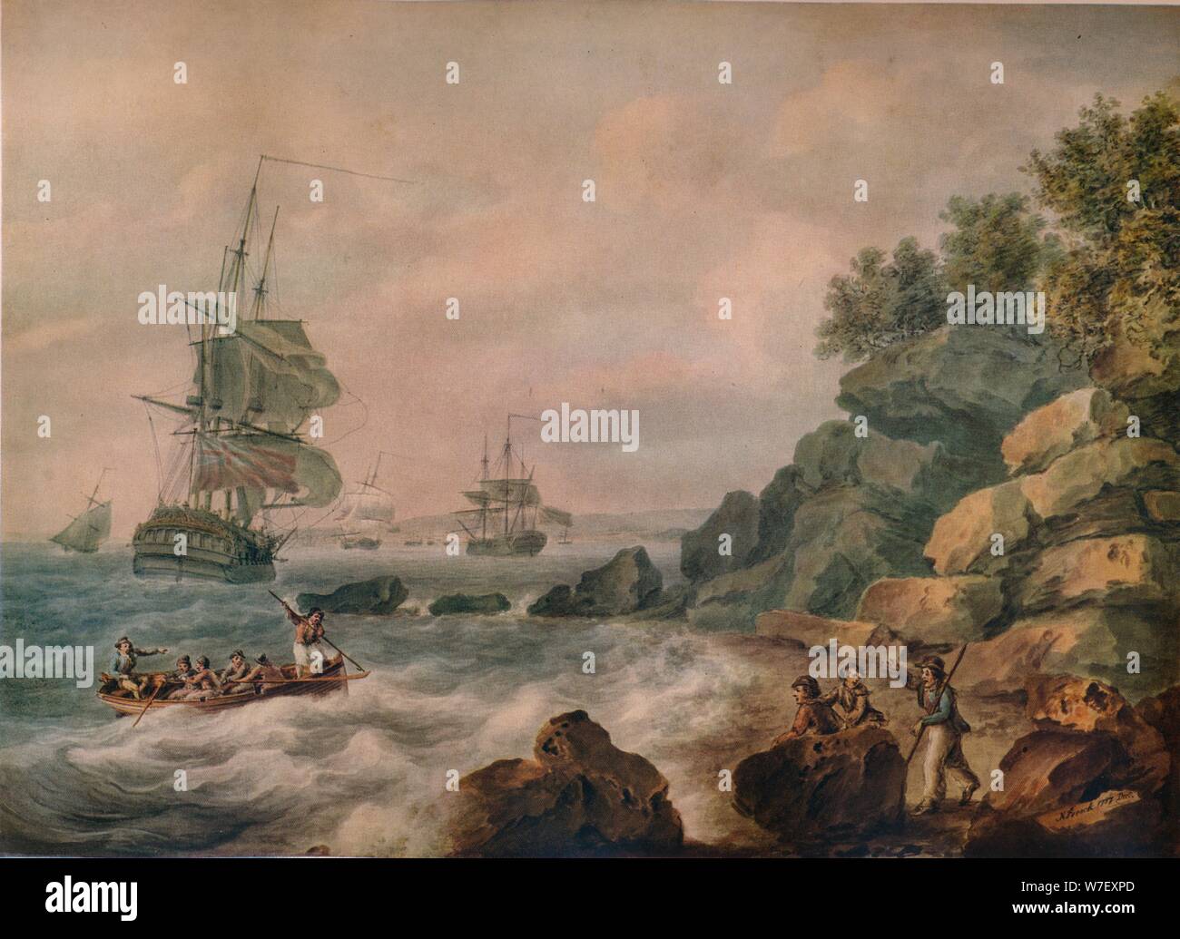 "In den Bristolkanal", 1787. Künstler: Nicholas Pocock. Stockfoto