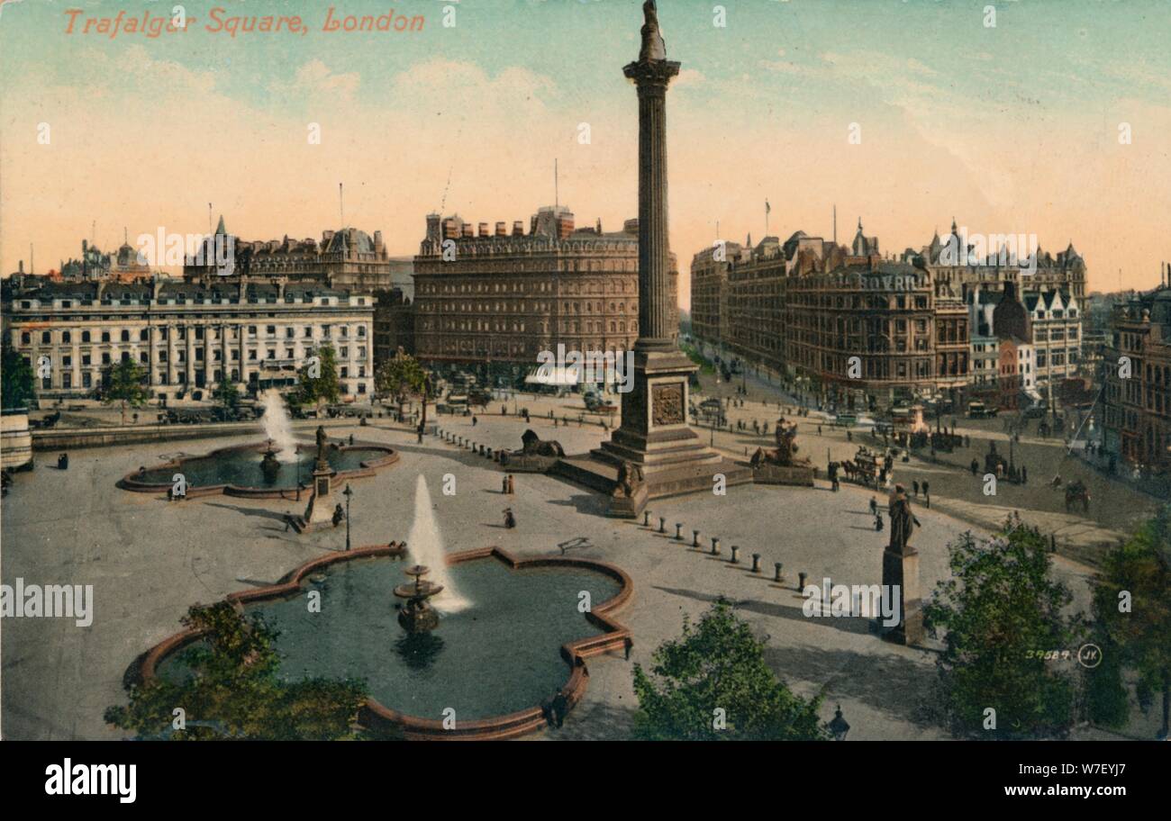"Trafalgar Square, London", 1900.  Künstler: unbekannt. Stockfoto