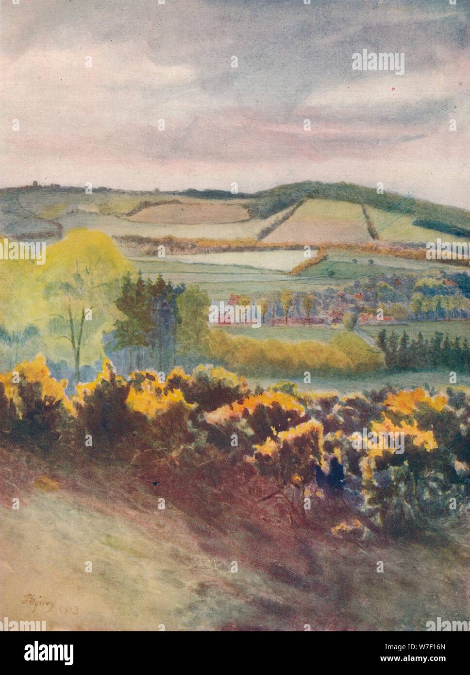 "Blick Richtung Caterham, vom Tilburstow Hill", 1913, (1914). Künstler: James S Ogilvy. Stockfoto
