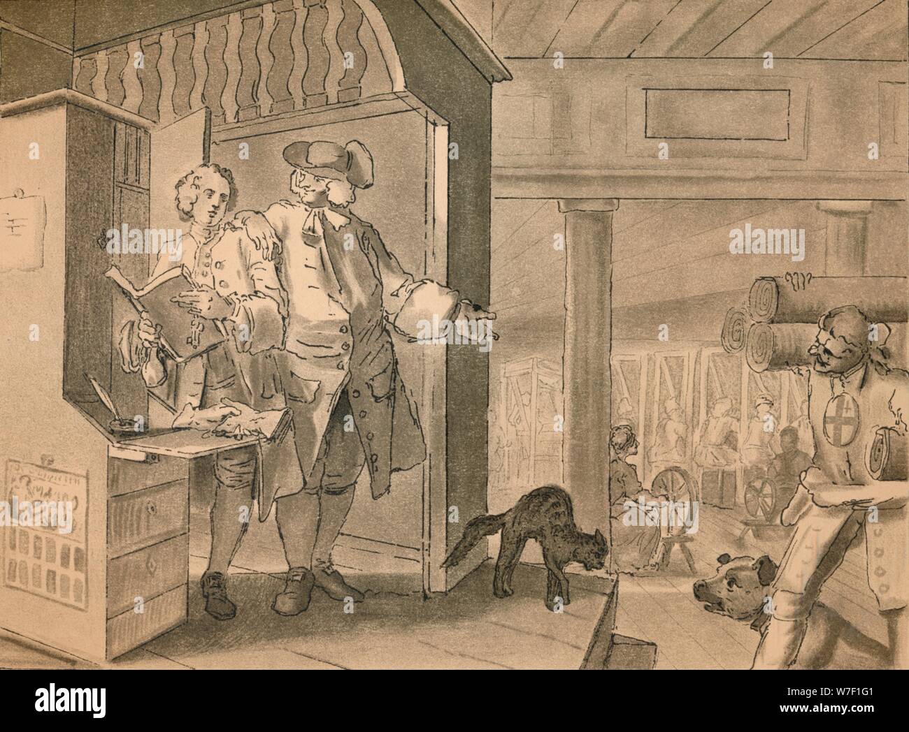 Skizze für Platte IV aus "Industrie und Müßiggang", 1747. Künstler: William Hogarth. Stockfoto