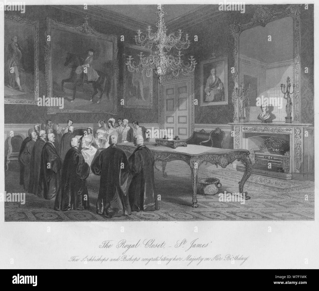 "Die königliche Schrank. -St. James. Die Erzbischöfe und Bischöfe gratulieren ihrer Majestät auf ihrer Birt Künstler: Henry Melville. Stockfoto