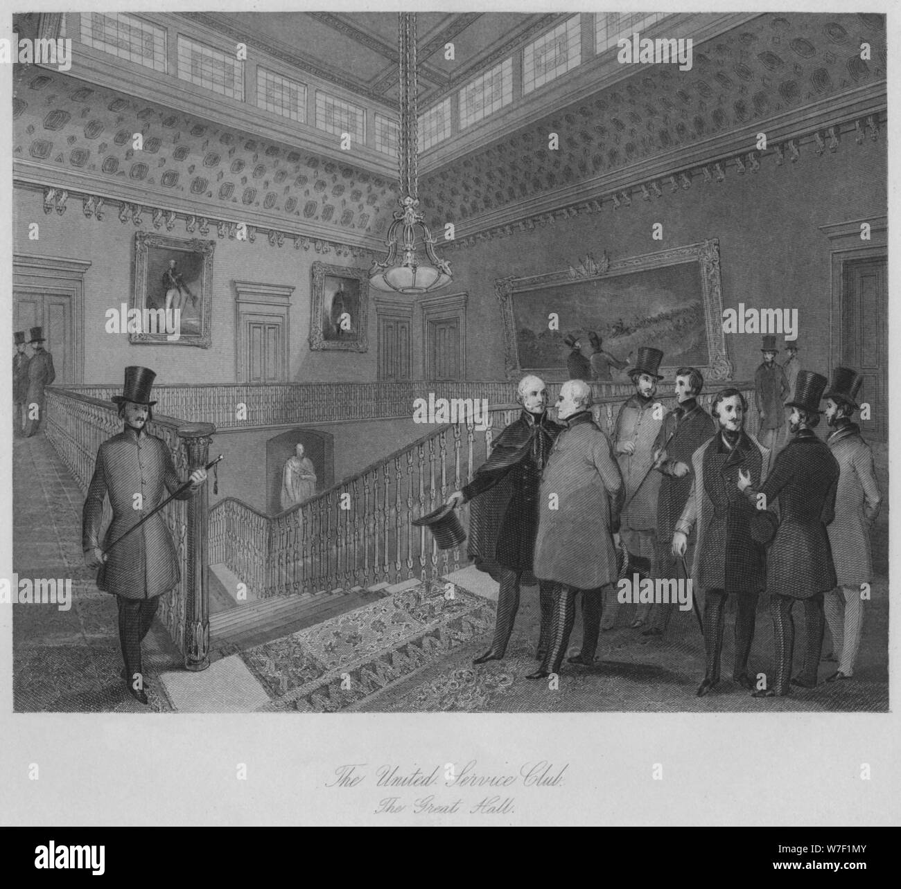 "Die United Service-Club. Der große Saal ", c1841. Künstler: Henry Melville. Stockfoto