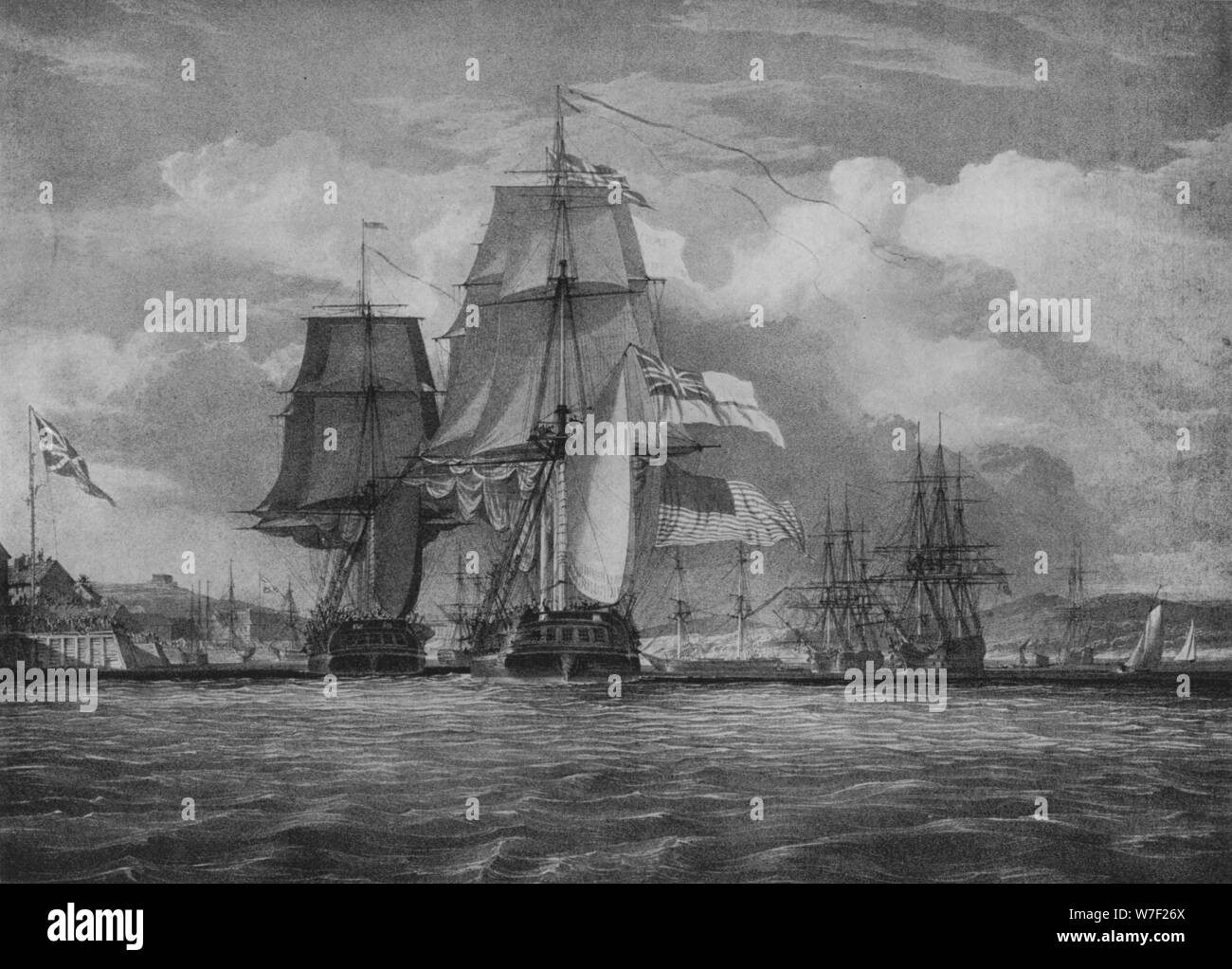 "Der Shannon und der Chesapeake" c1814. Künstler: John Christian Schetky. Stockfoto