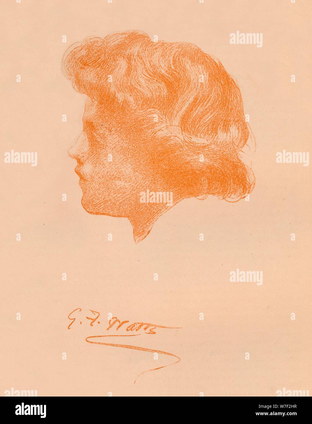 "Kopf-Sketch", c1895, (1896). Künstler: George Frederick Watts. Stockfoto