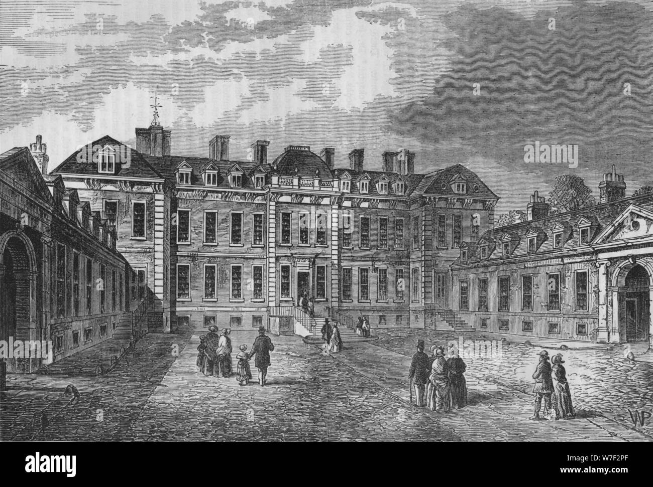 Innenhof des Montagu House, Great Russell Street, Bloomsbury, London, 1830 (1878). Künstler: unbekannt. Stockfoto