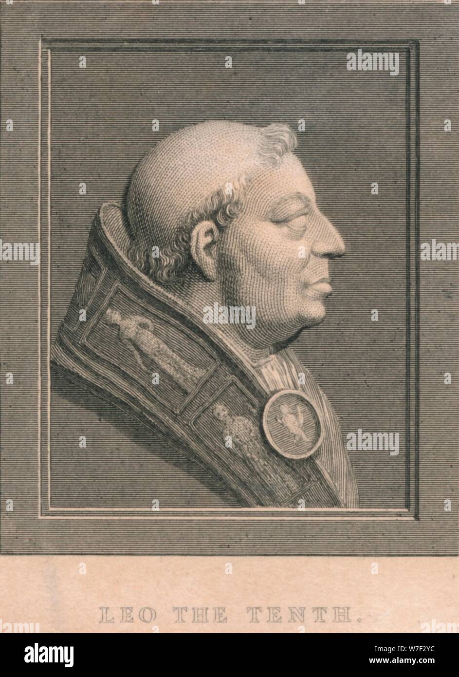 Papst Leo X (1475-1521), geboren Giovanni di Lorenzo de' Medici, c1830. Künstler: unbekannt. Stockfoto