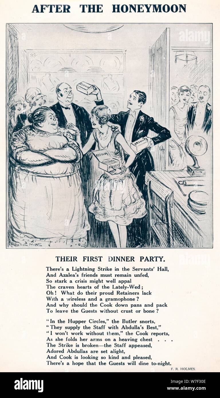 "Nach den Flitterwochen - ihre erste Dinner-Party", 1927. Künstler: unbekannt. Stockfoto