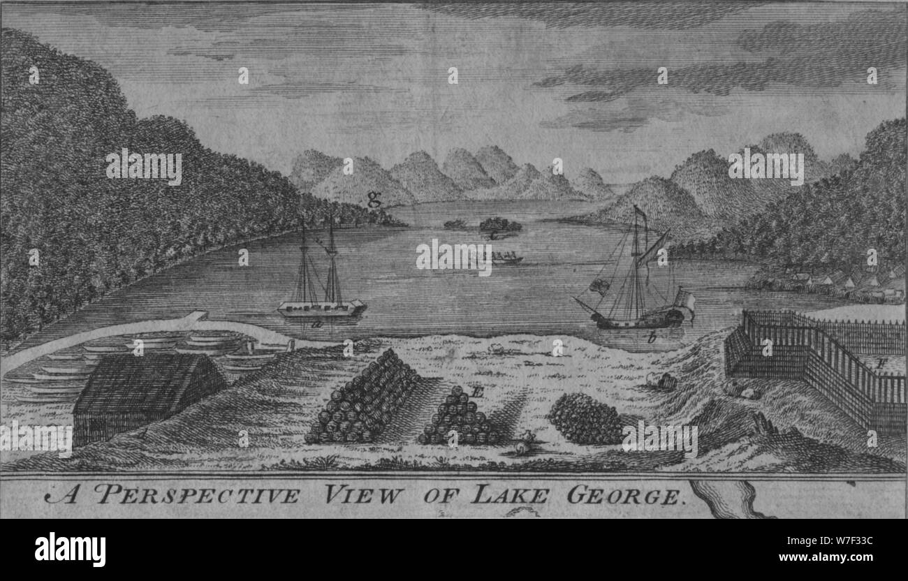 "Eine Perspektive View of Lake George", c18th Jahrhundert. Künstler: unbekannt. Stockfoto