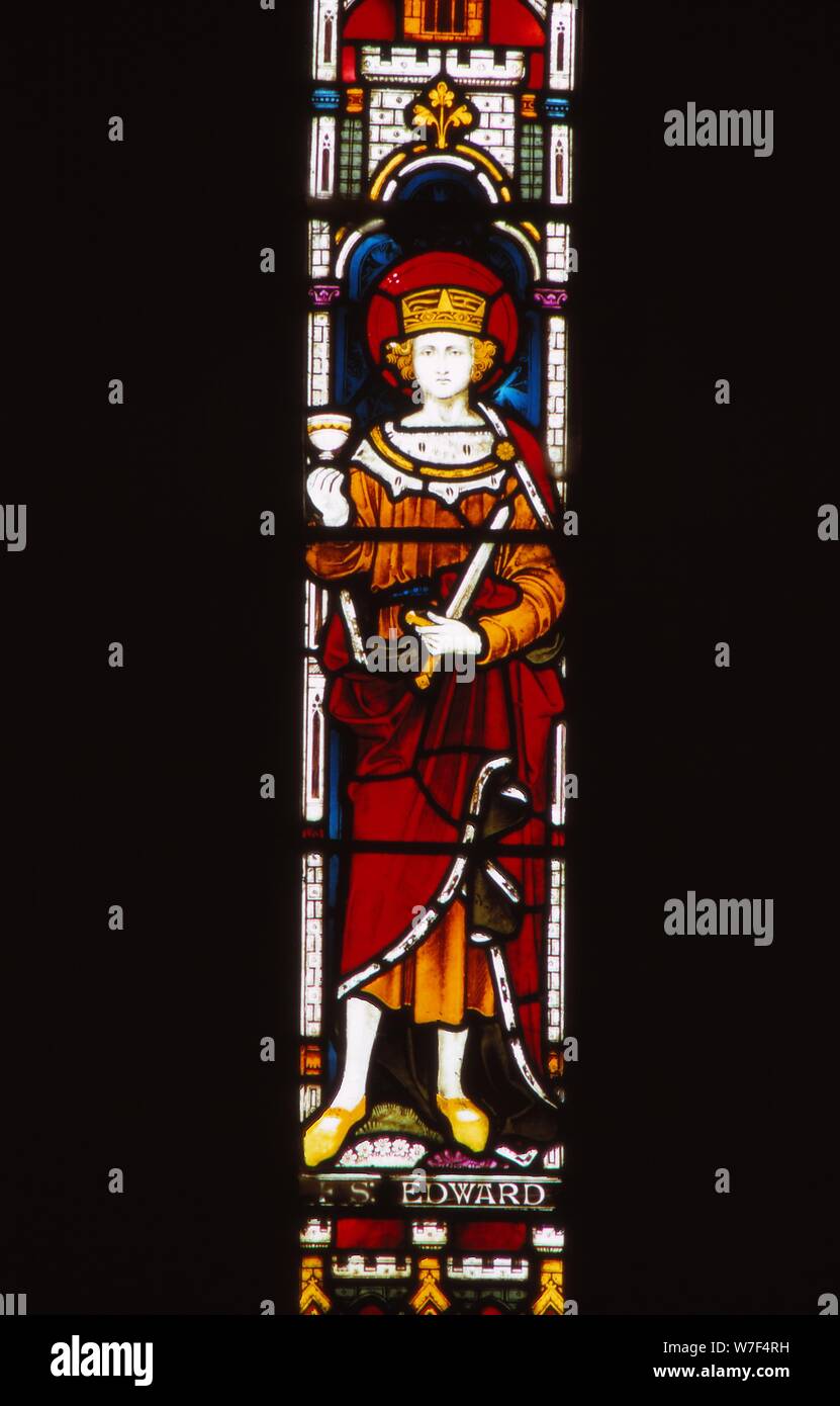Denkmal-Fenster in der Kirche zu König Edward, Corfe Castle, Dorset, 20. Jahrhundert. Künstler: CM Dixon. Stockfoto
