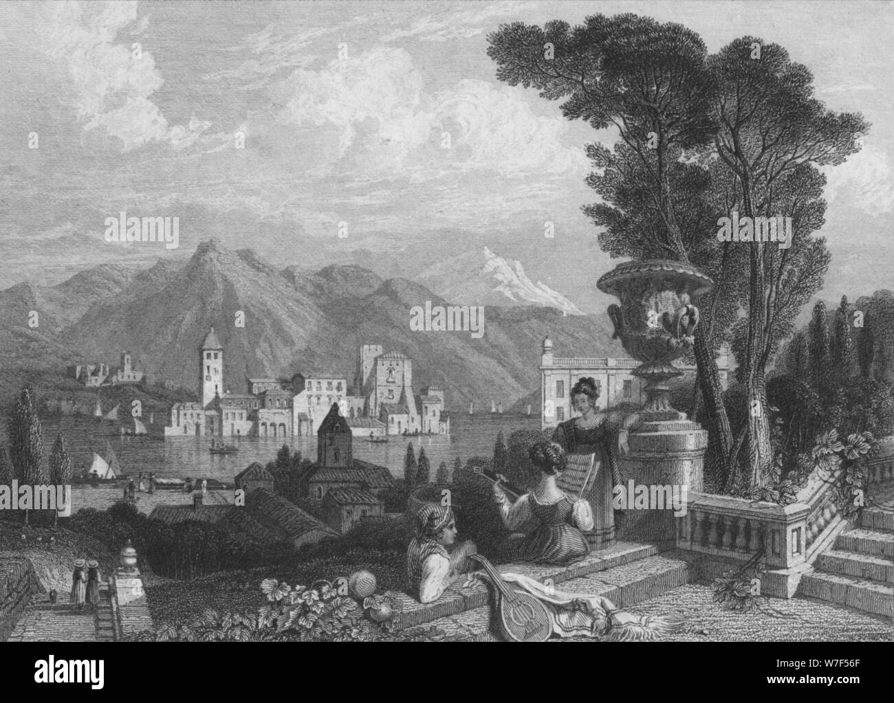 "See von Como", c1850. Künstler: unbekannt. Stockfoto