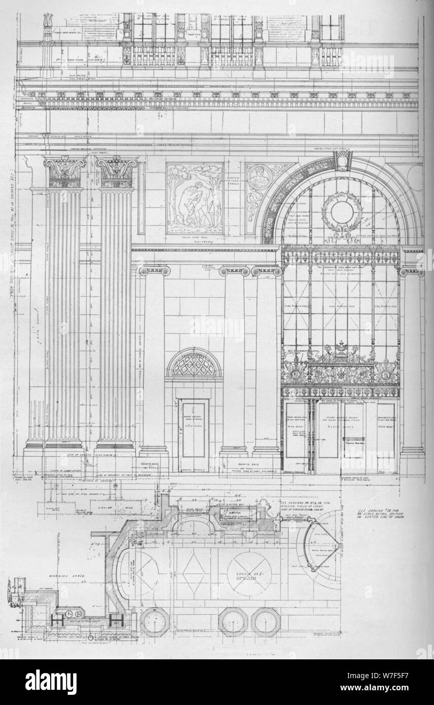 Detail der Haupteingang, Biltmore Hotel in Los Angeles, Los Angeles, Kalifornien, 1923. Künstler: unbekannt. Stockfoto
