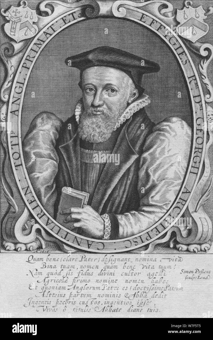 "Bildnisse R.Mi D.Ni Georgii Archiepisc: Cantuarien: Toti Angl: Primat: etc.", 1616. Künstler: Simon de Passe. Stockfoto