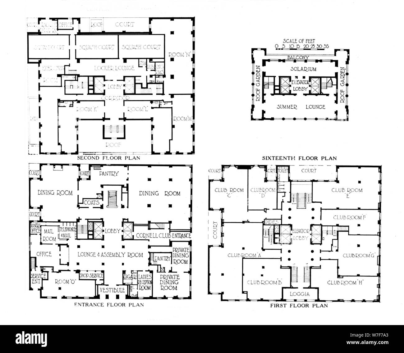 Grundrisse, die Brüderlichkeit Clubs Building, New York City, 1924. Künstler: unbekannt. Stockfoto