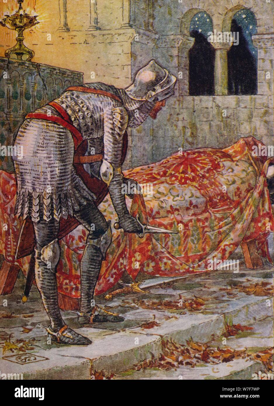"Sir Lancelot in der Kapelle gefährliche", 1911.  Künstler: Walter Crane. Stockfoto