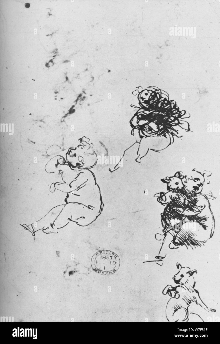 'Studien von Kindern und Katzen', 1478-1481 (1945). Künstler: Leonardo da Vinci. Stockfoto