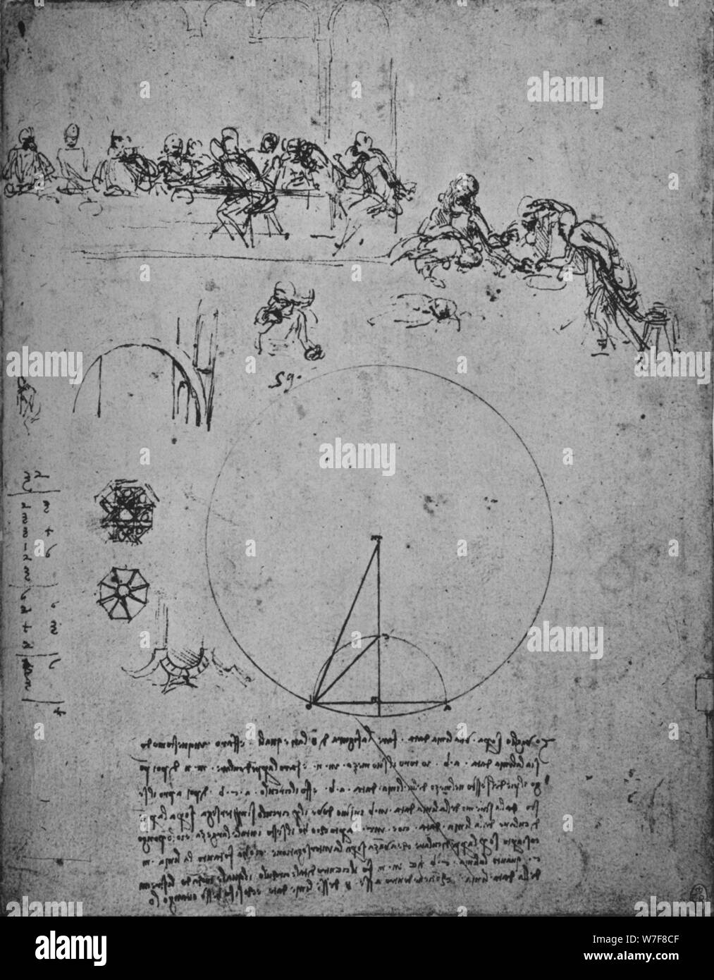 "Studie für die letzte Super und mathematischer Figuren und Berechnungen", c1480 (1945). Künstler: Leonardo da Vinci. Stockfoto