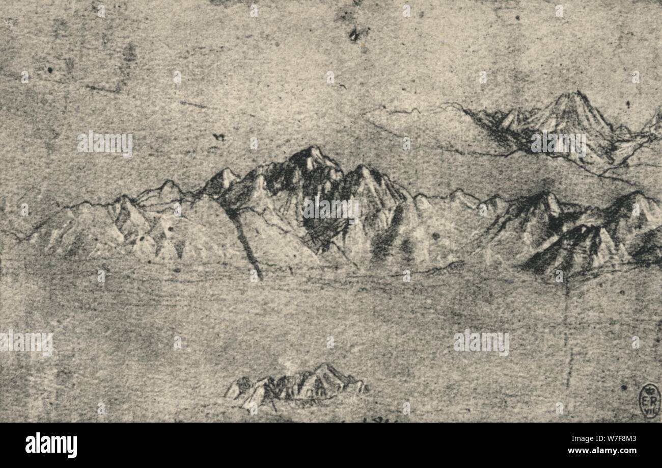 "Studie der Bergketten, c1480 (1945). Künstler: Leonardo da Vinci. Stockfoto
