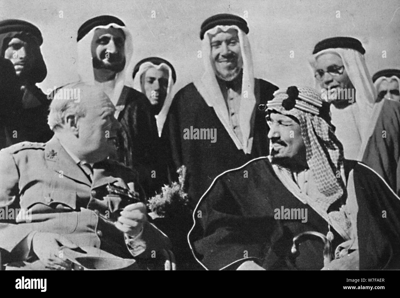 "Unter anderen Nahost Herrscher, König Ibn Saud von Saudi-Arabien", 1945. Künstler: unbekannt. Stockfoto