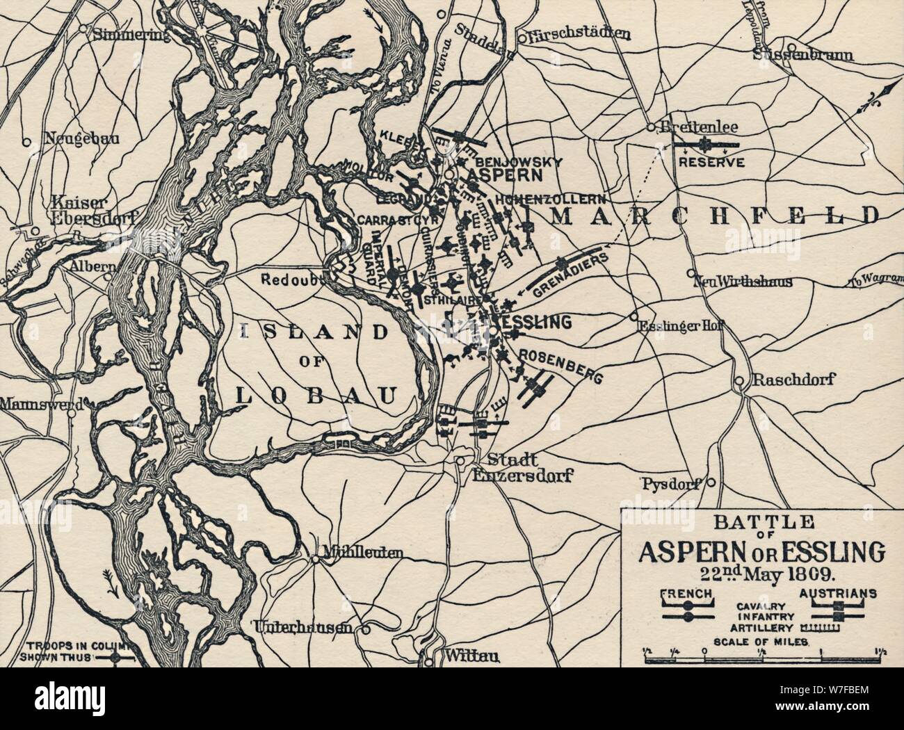 "Schlacht von Aspern und Essling, 22. Mai 1809", (1896). Artist: Unbekannt. Stockfoto