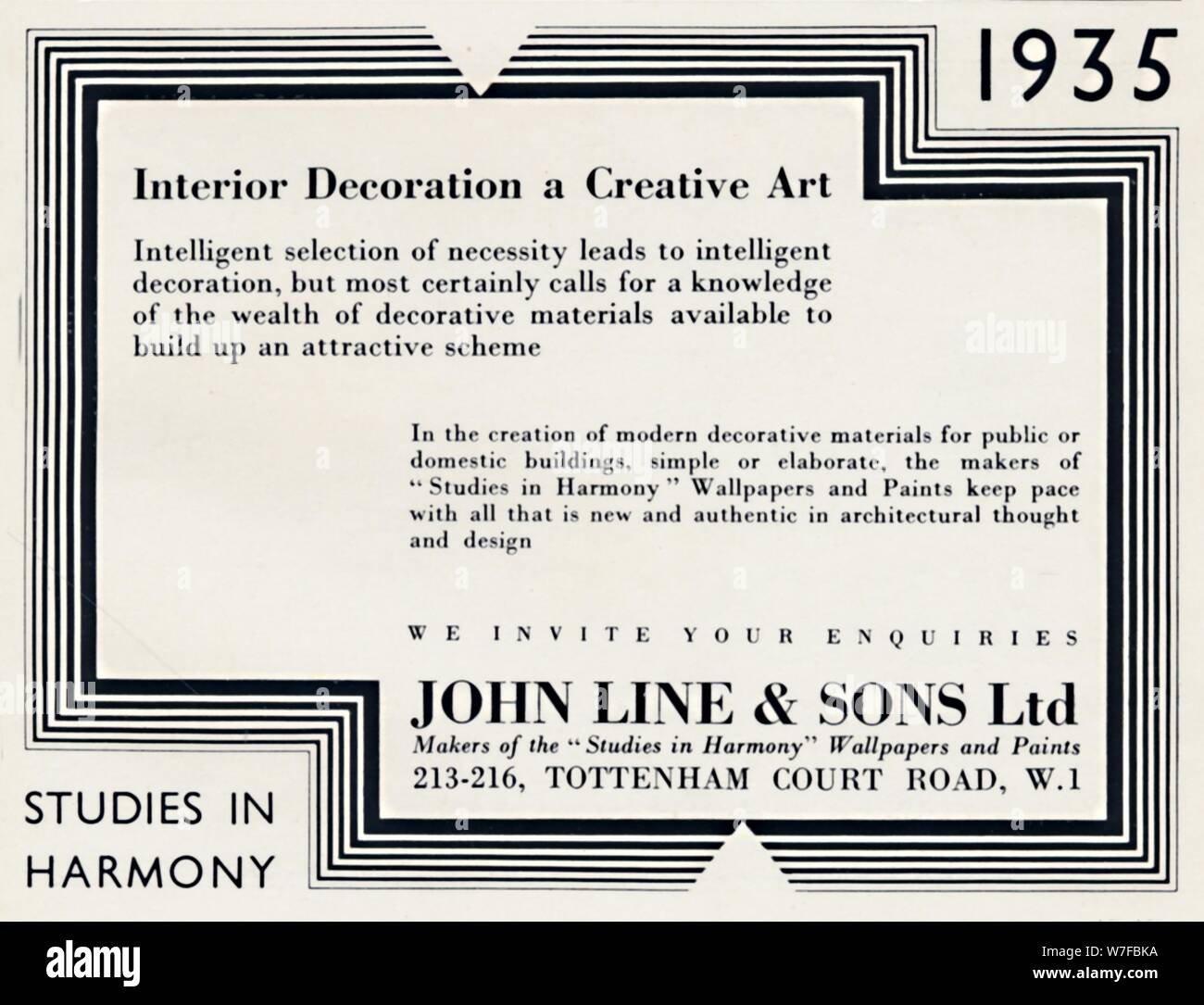 "Inneneinrichtung eine kreative Kunst - John Line and Sons Ltd", 1935. Artist: Unbekannt. Stockfoto