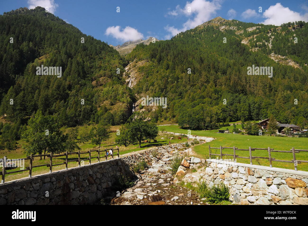 Gressoney Saint Jean Landschaft, Aosta, Italien. Stockfoto
