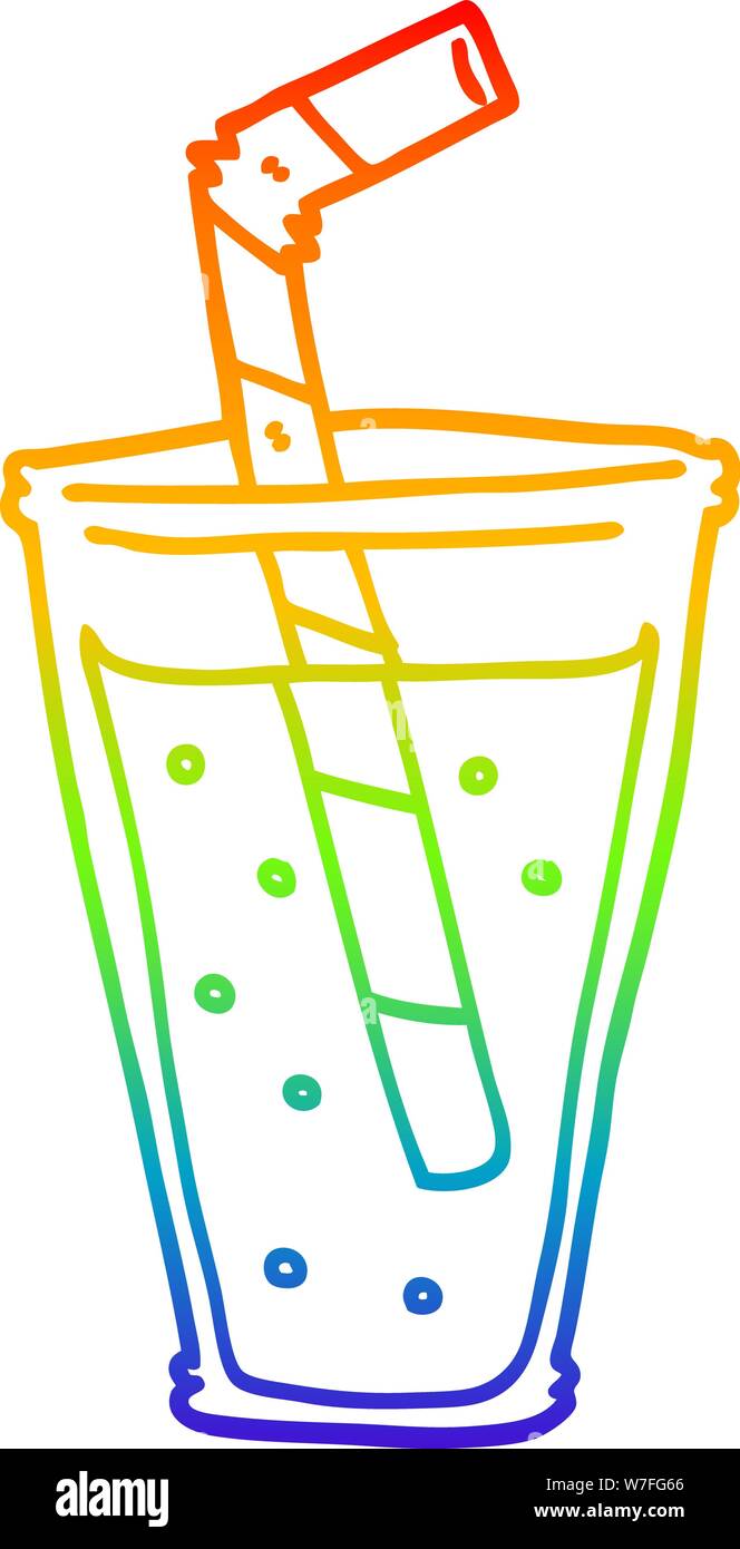 Regenbogen Farbverlauf Zeichnung einer Cartoon kohlensäurehaltige Getränke Stock Vektor
