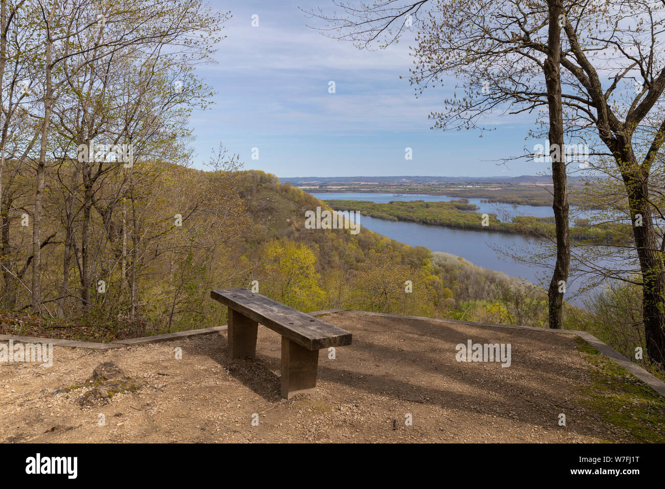 Mississippi River Scenic View im Frühjahr Stockfoto