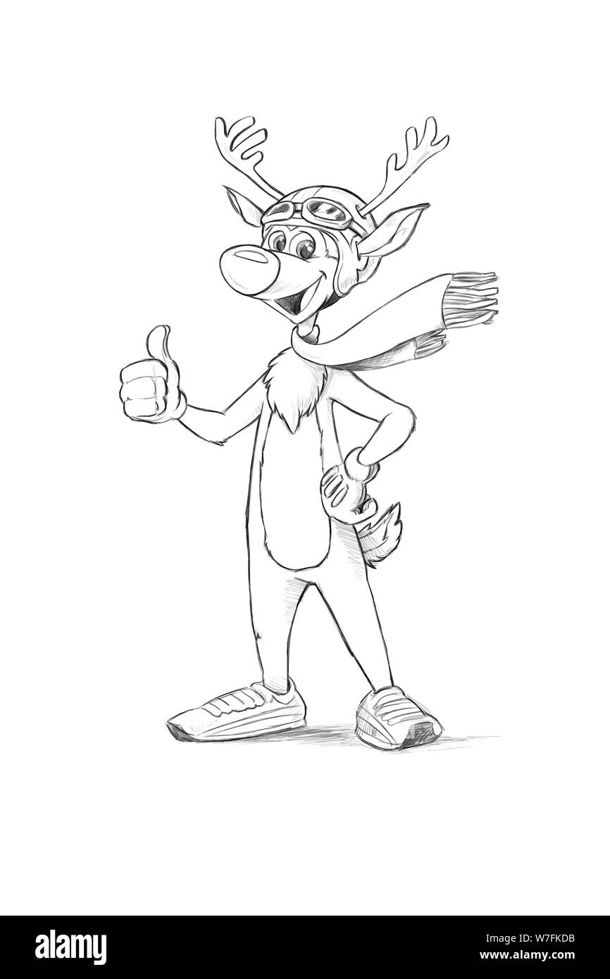 Lustige frohe Weihnachten monochrome Hirsch mit Brille und Turnschuhe Stockfoto